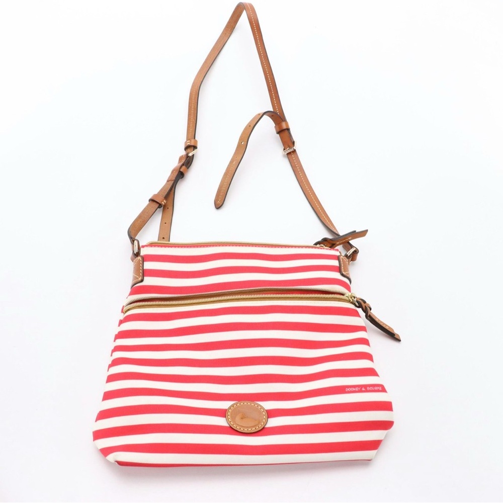 Dooney & Burke Red/White Striped Canvas Crossbody
Bag